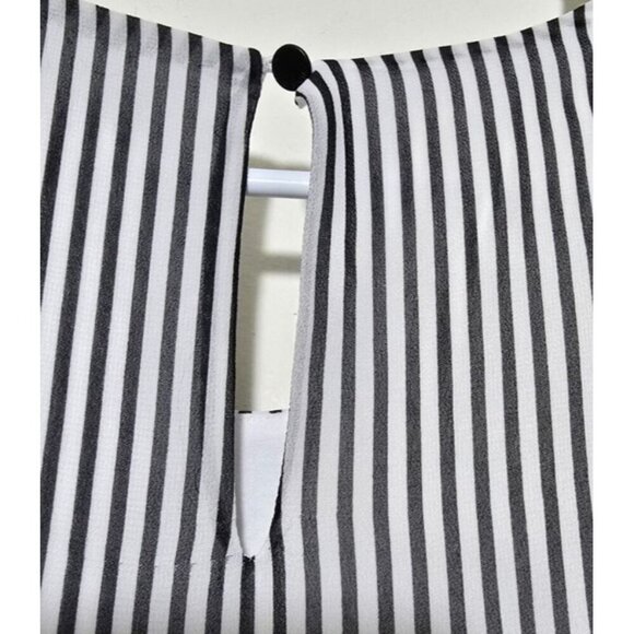 Vince Camuto Maxi Dress Medium Striped Floral Sundress Side Slit Artsy Classic - Picture 15 of 15